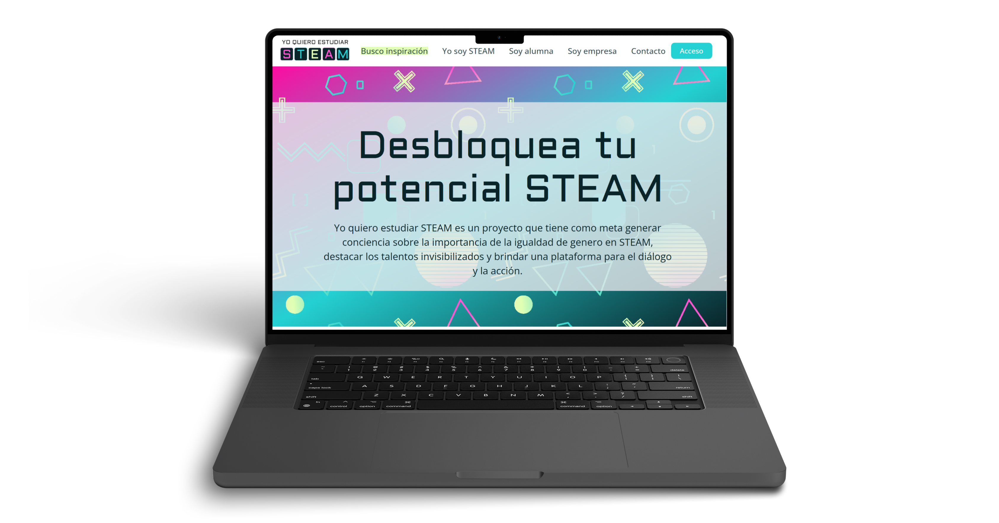 Mockup de interfaz web usado como ejemplo visual del caso de estudio Yo Soy STEAM.